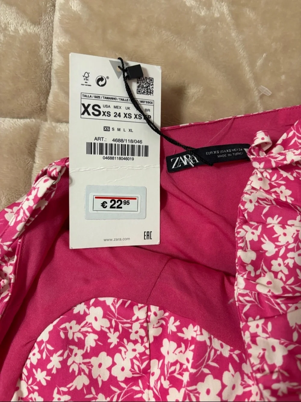 Zara Pink & White Floral One-Piece Bodysuit